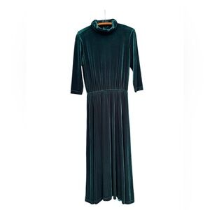 VTG Coldwater Creek Green Velvet Gown Maxi Dress  Drop Waist Size 8